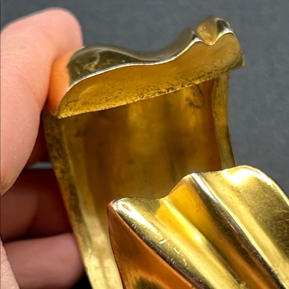 VTG 1980s Matte Modernist Gold Cuff Bracelet Signed Designer Runway - Picture 5 of 13